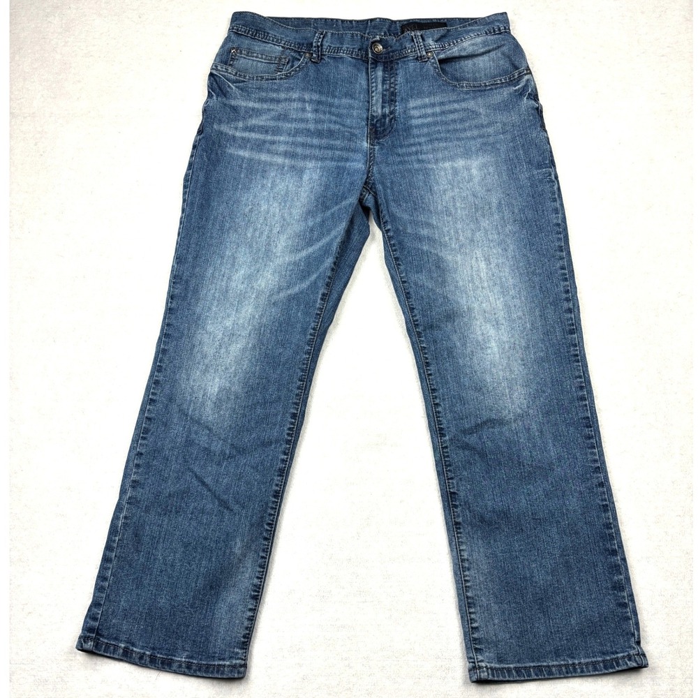 T.K. Axel Slim Straight Jeans Men's 36x30 Harwinton Medium Wash Stretch Denim